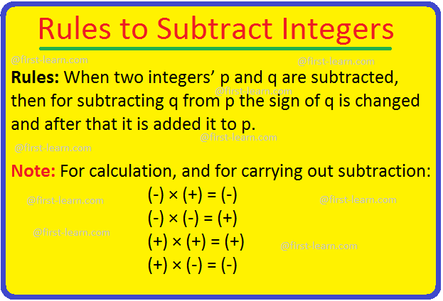 Rules to Subtract Integers | Subtraction of Integers | Solved Examples